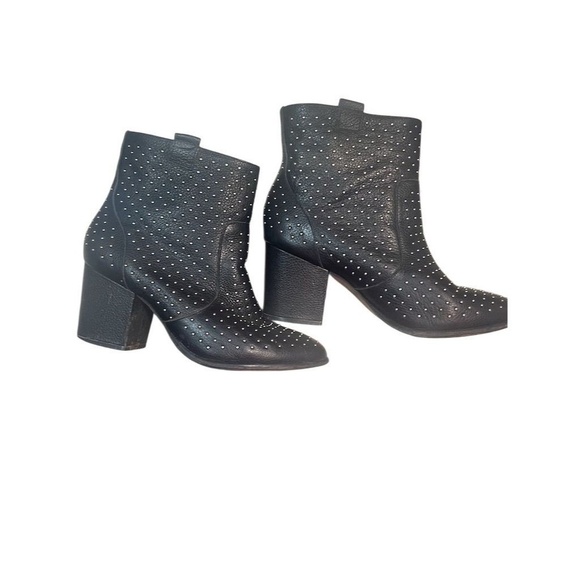 Rebecca Minkoff Women's Size 7.5 Black Studded Ankle Boots Block Heel Booties - Picture 2 of 7